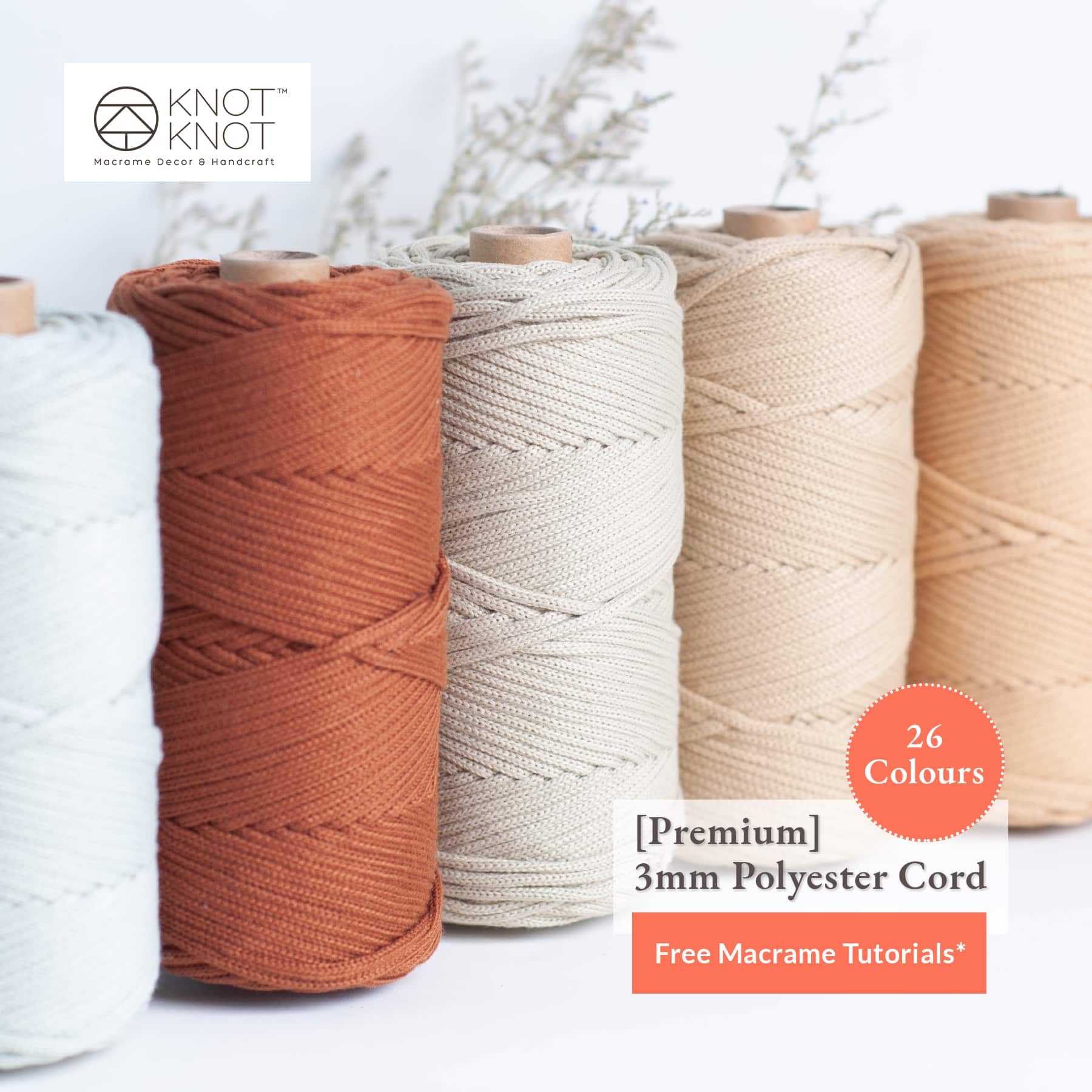Premium] 3mm Polyester Cord Cord Macrame DIY, Crochet, Handmade Bag &  Purse